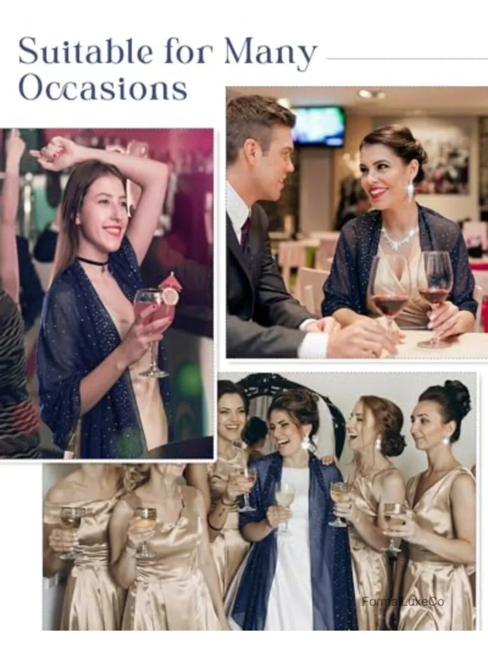 Sheer Chiffon Rhinestone Shawl Wrap for Evening Dress Bridal Scarf